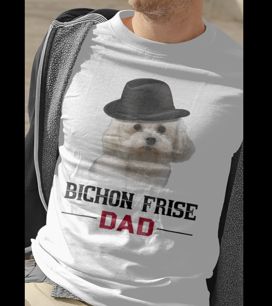 Bichon Frise Dad Puppy Wearing Fedora T-Shirt