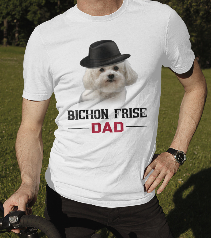 Bichon Frise Dad Puppy Wearing Fedora T-Shirt