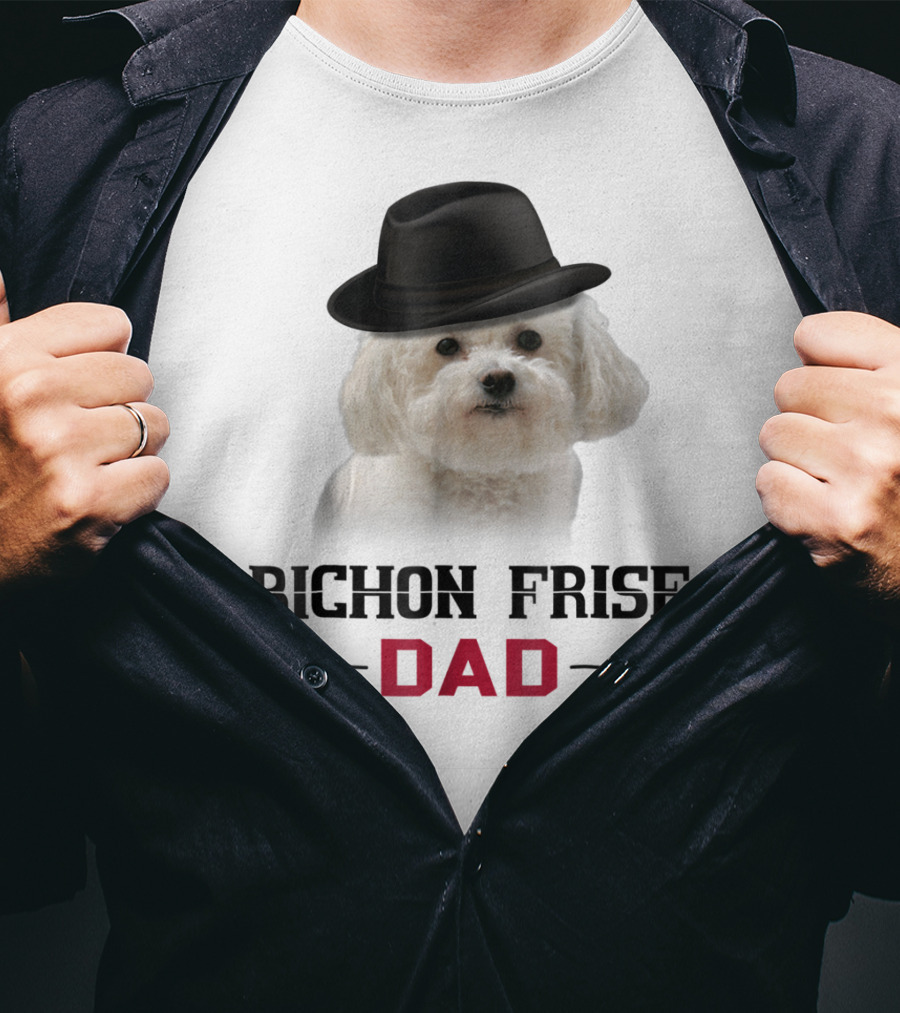 Bichon Frise Dad Puppy Wearing Fedora T-Shirt