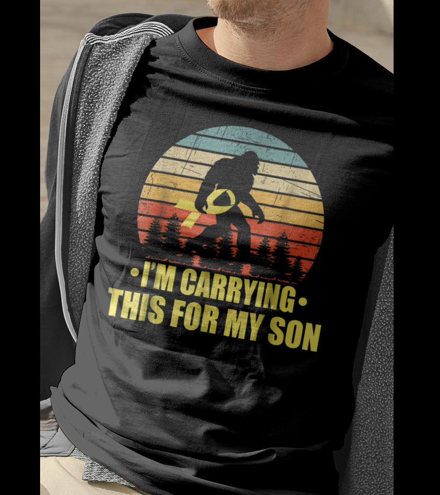 Bigfoot I'm Carrying This For My Son Childhood Cancer Survivor T-Shirt