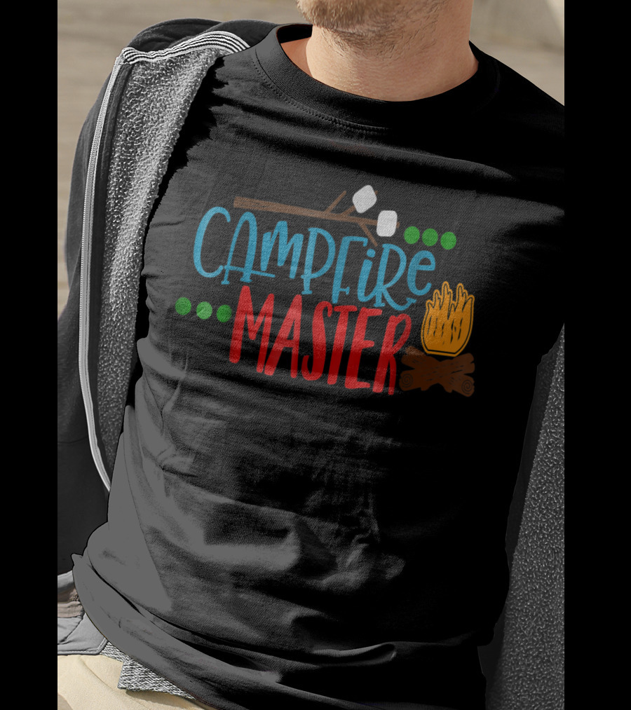 Campfire Master Marshmallows Bonfire Husband Dad Camping S'mores Bonfire80 T-Shirt