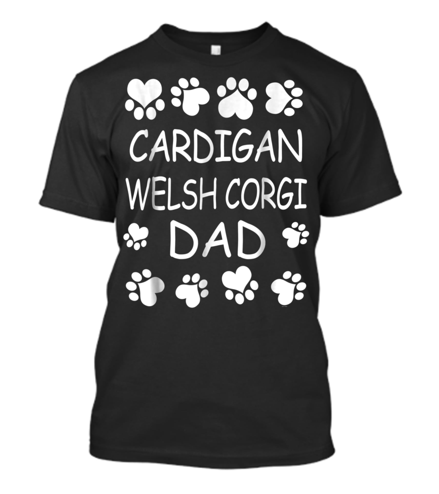 Cardigan Welsh Corgi Dad Paw Prints Heart T-Shirt