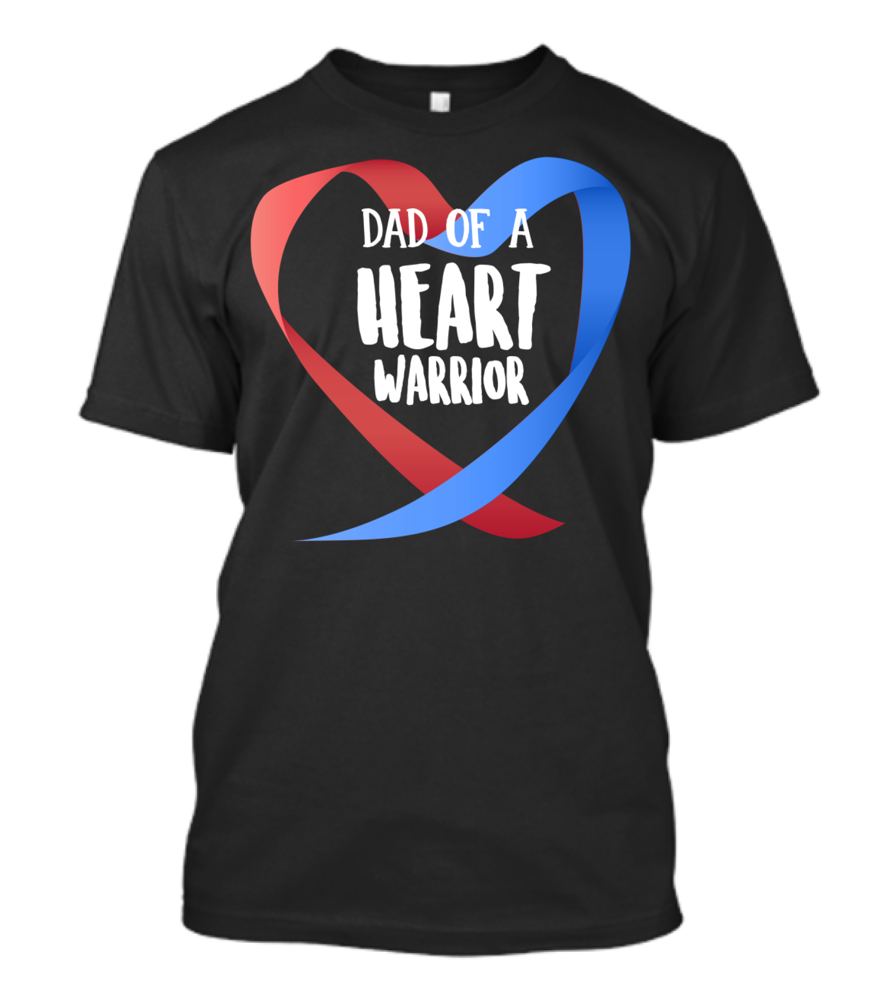 Dad Of A Heart Warrior CHD Awareness Red And Blue Ribbon Heart T-Shirt