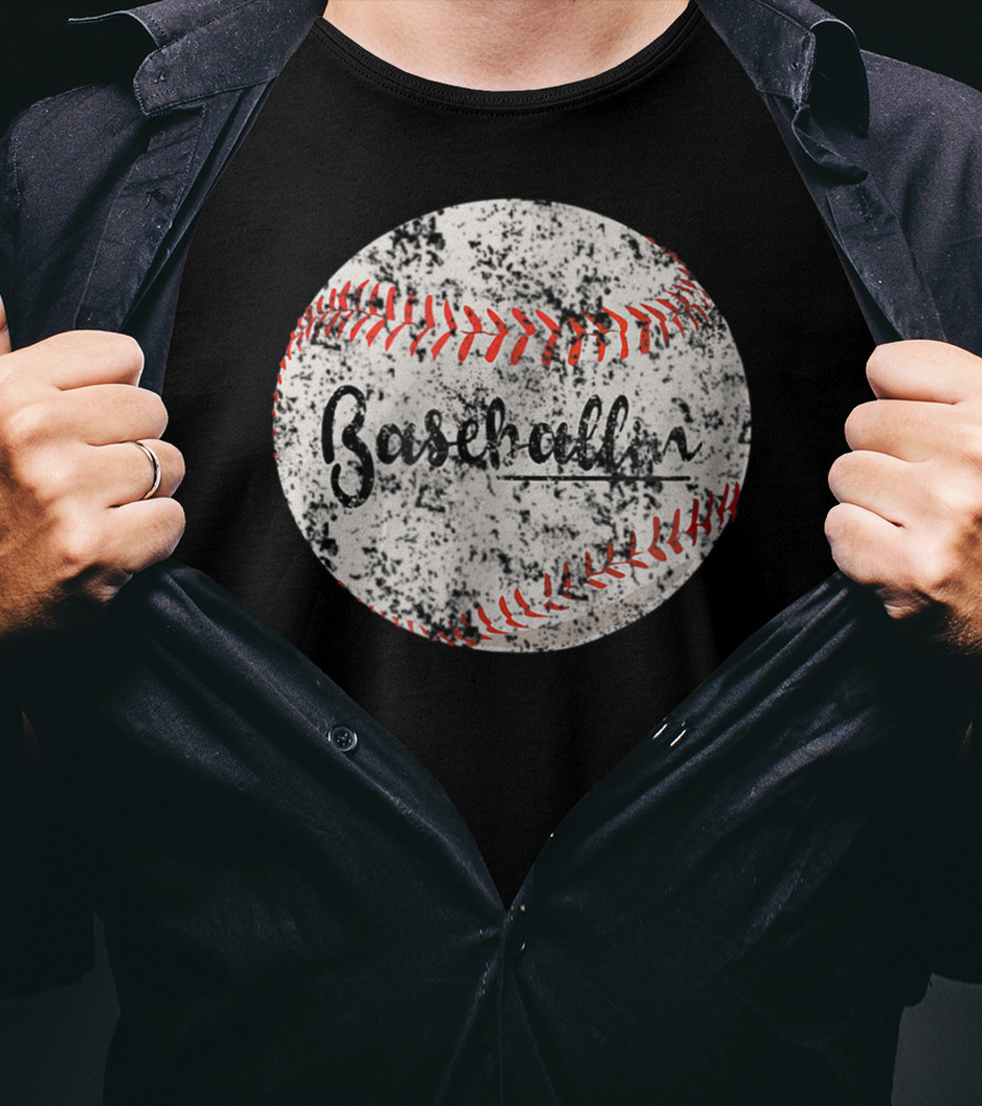 Baseballin Funny Baseball Player Grunge Baseball T-Shirt