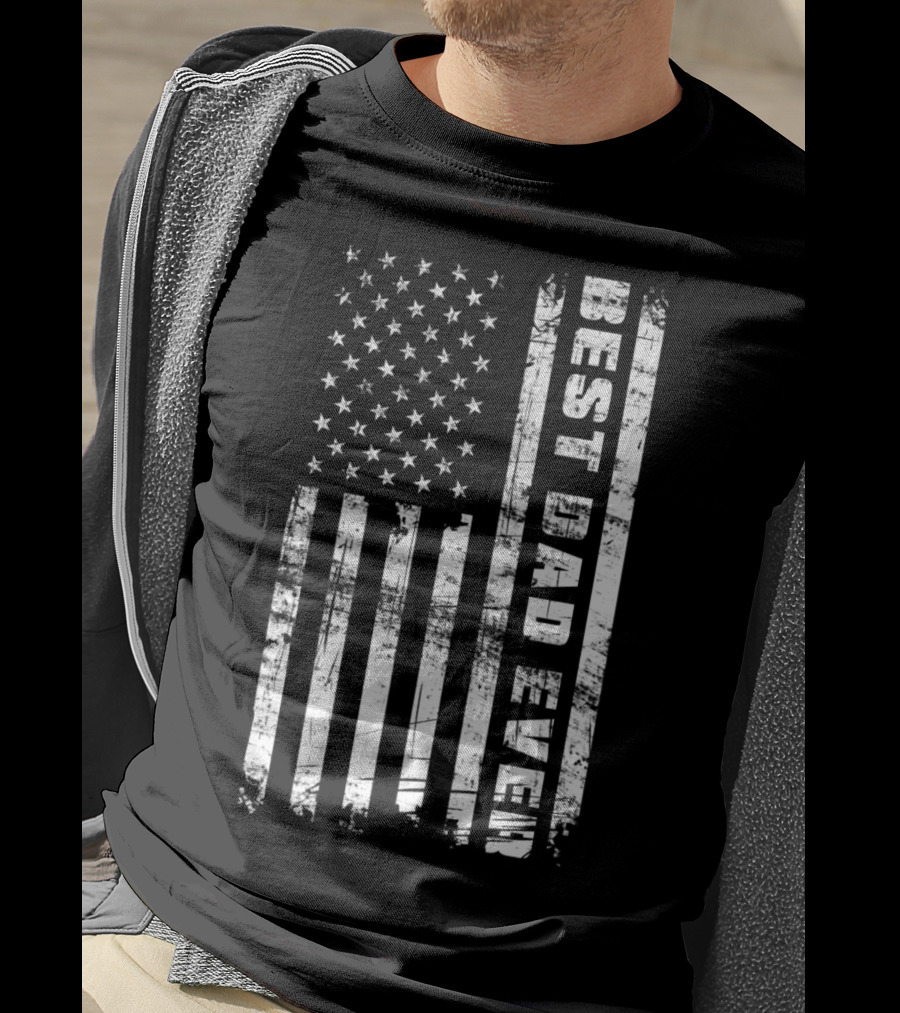 Best Dad Ever American Flag Grunge T-Shirt