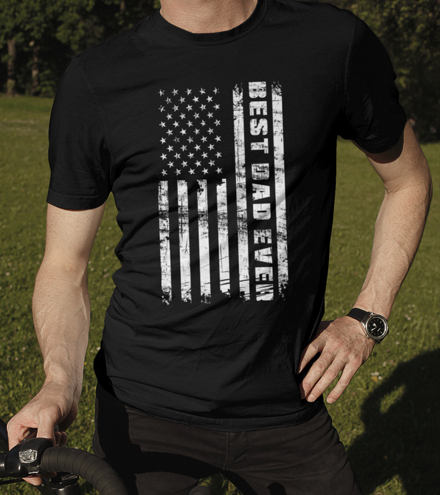 Best Dad Ever American Flag Grunge T-Shirt