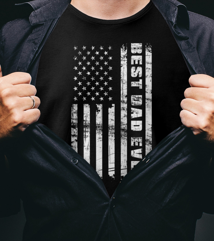 Best Dad Ever American Flag Grunge T-Shirt