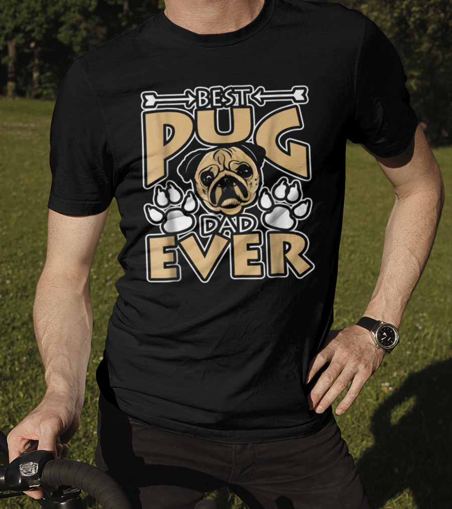 Best Pug Dad Ever With Paw Prints And Dog Bone Elements T-Shirt