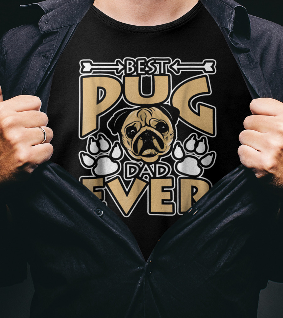 Best Pug Dad Ever With Paw Prints And Dog Bone Elements T-Shirt