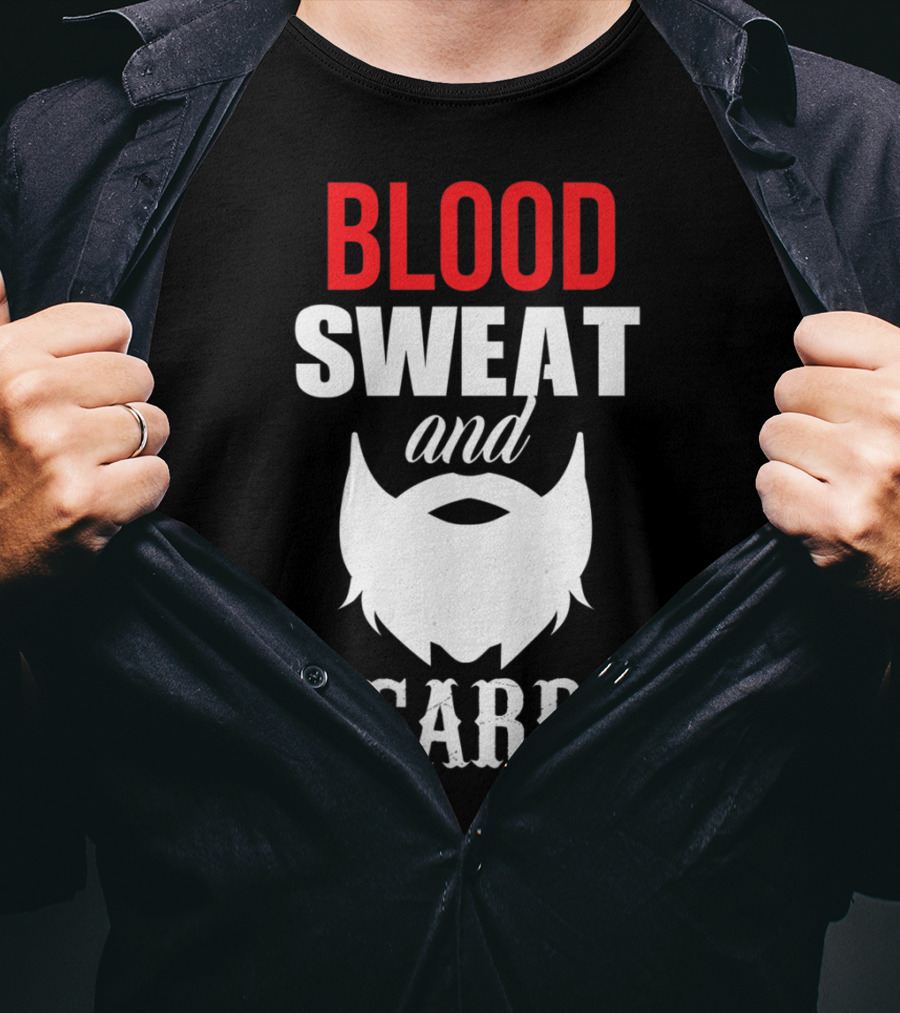 Blood Sweat And Beards For Bearded Dad Men T-Shirt