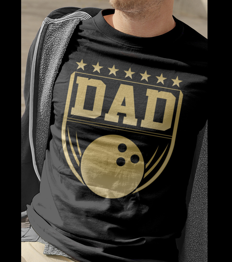 Dad Gold Bowling Ball Coach Stars Funny T-Shirt