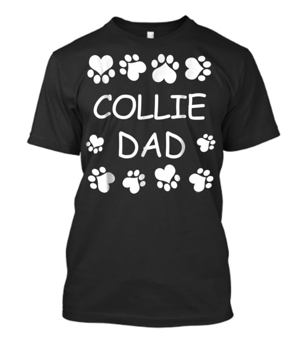 Collie Dad Paw Prints Heart Design Christmas Birthday T-Shirt