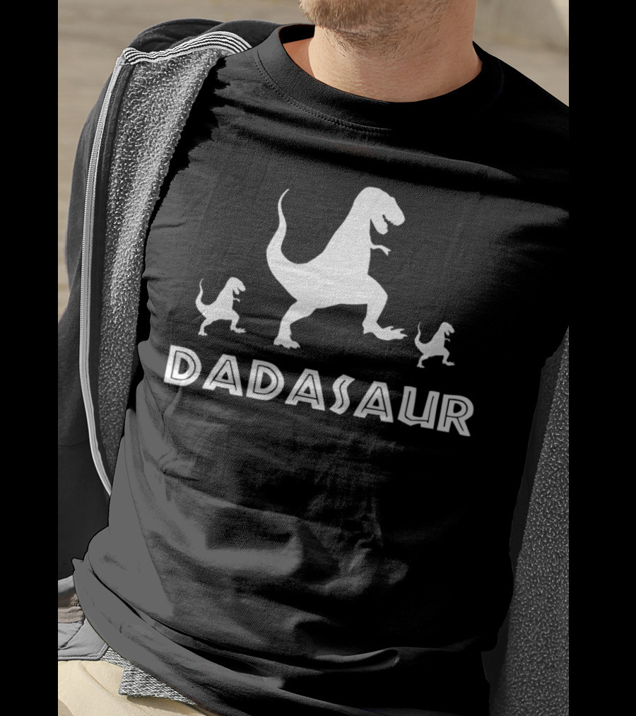 Dadasaur Funny Dinosaur Walking Silhouette With Baby Dinosaurs 29 T-Shirt