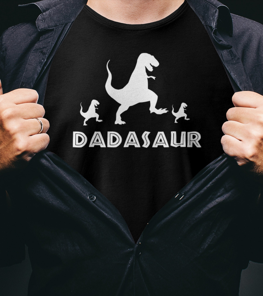 Dadasaur Funny Dinosaur Walking Silhouette With Baby Dinosaurs 29 T-Shirt