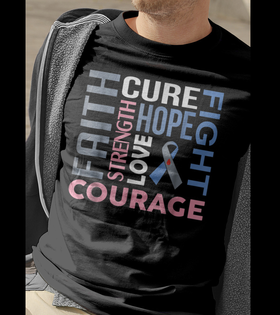Faith Hope Cure Fight Strength Love Courage Diabetes Type 1 Dad Mom86 T-Shirt
