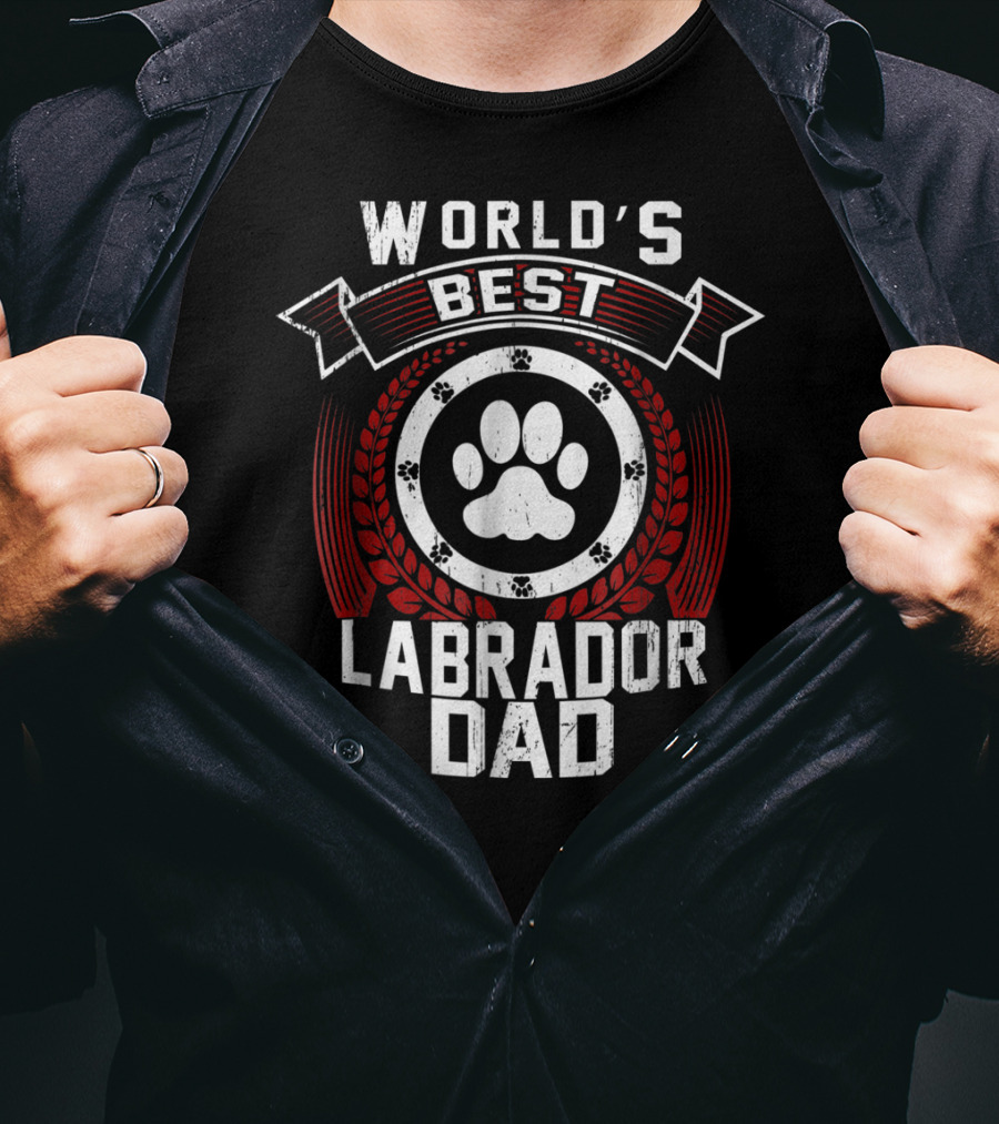 World's Best Labrador Dad Dog Lover Paw Prints T-Shirt