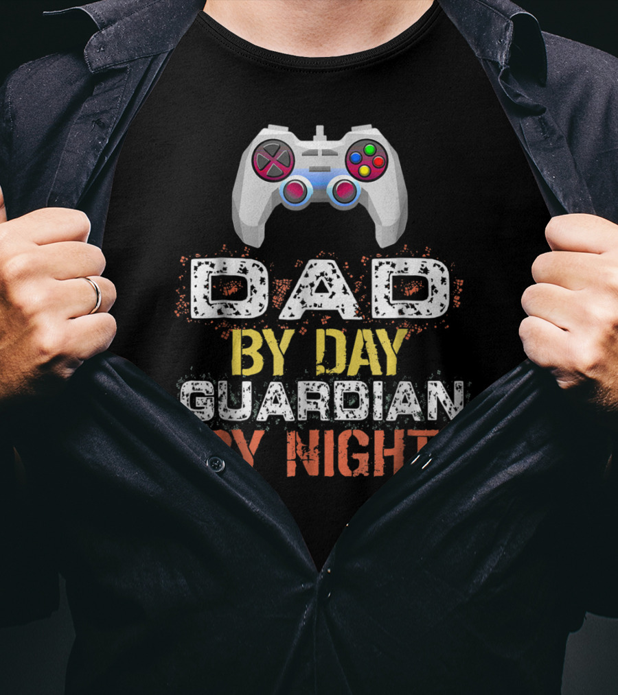 Dad By Day Guardian By Night Video Game Controller T-Shirt