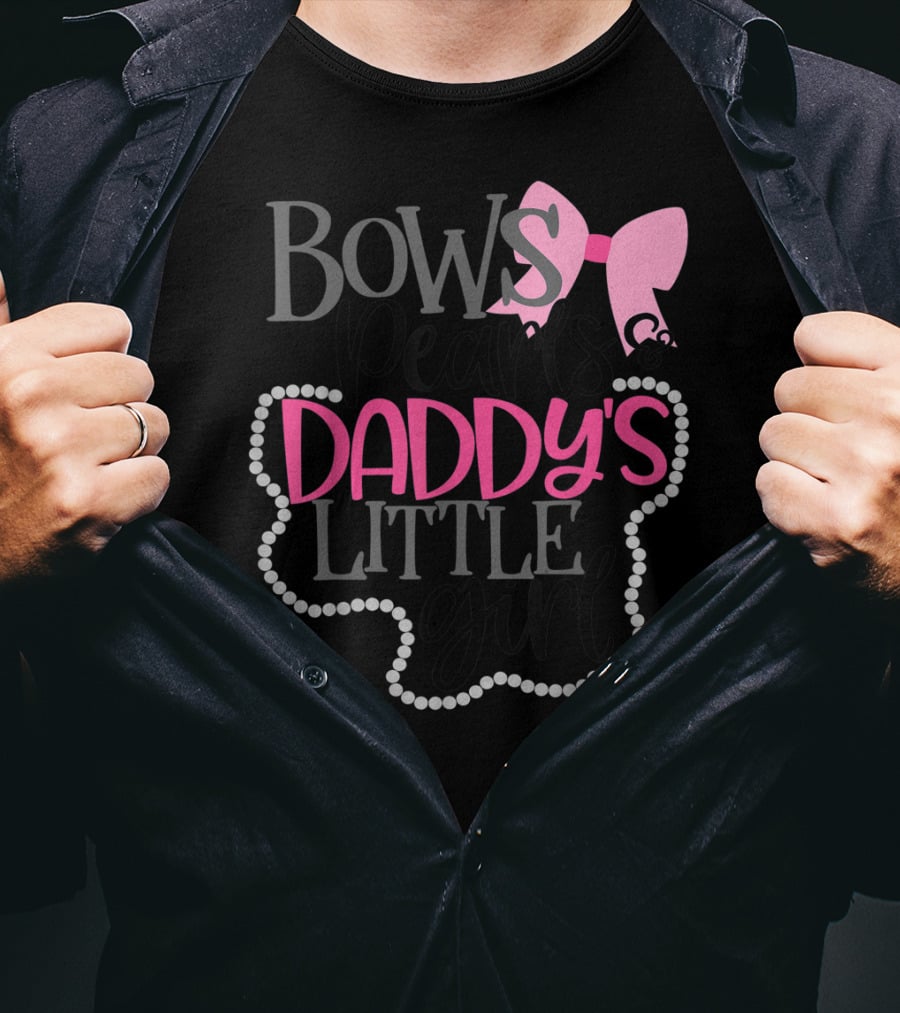 Bows Pearls Daddy's Little Girl With Pink Bow And Pearls T-Shirt