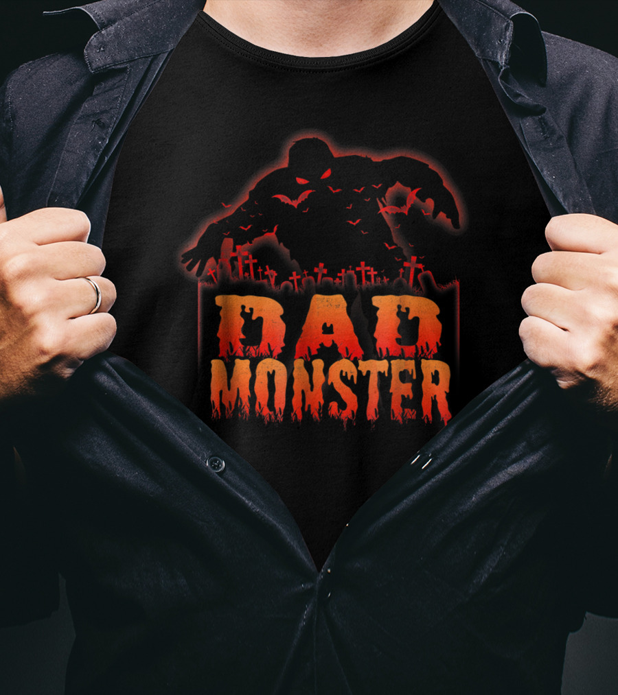 Dad Monster Halloween Graveyard Silhouette Spooky 98 T-Shirt
