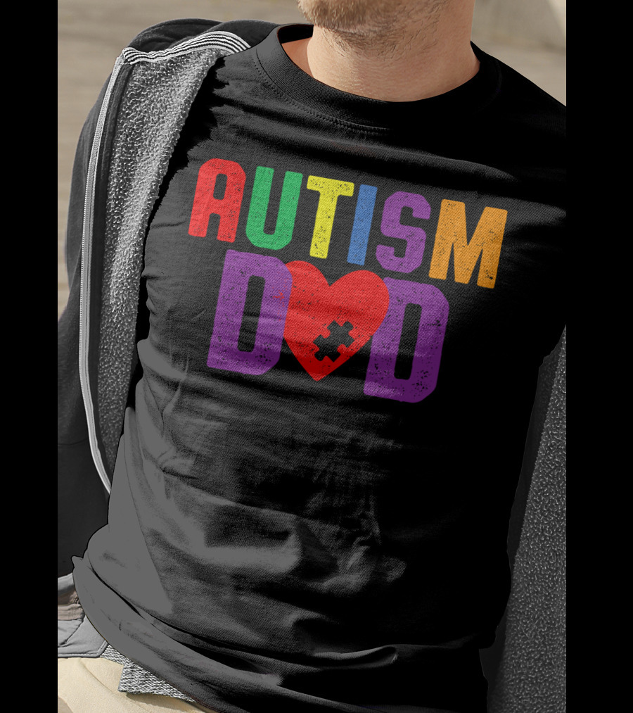 Autism Dad Heart Puzzle Piece Awareness 94 T-Shirt