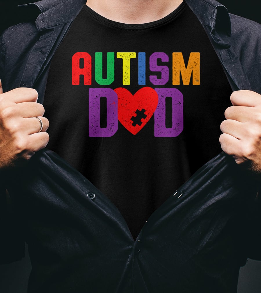 Autism Dad Heart Puzzle Piece Awareness 94 T-Shirt