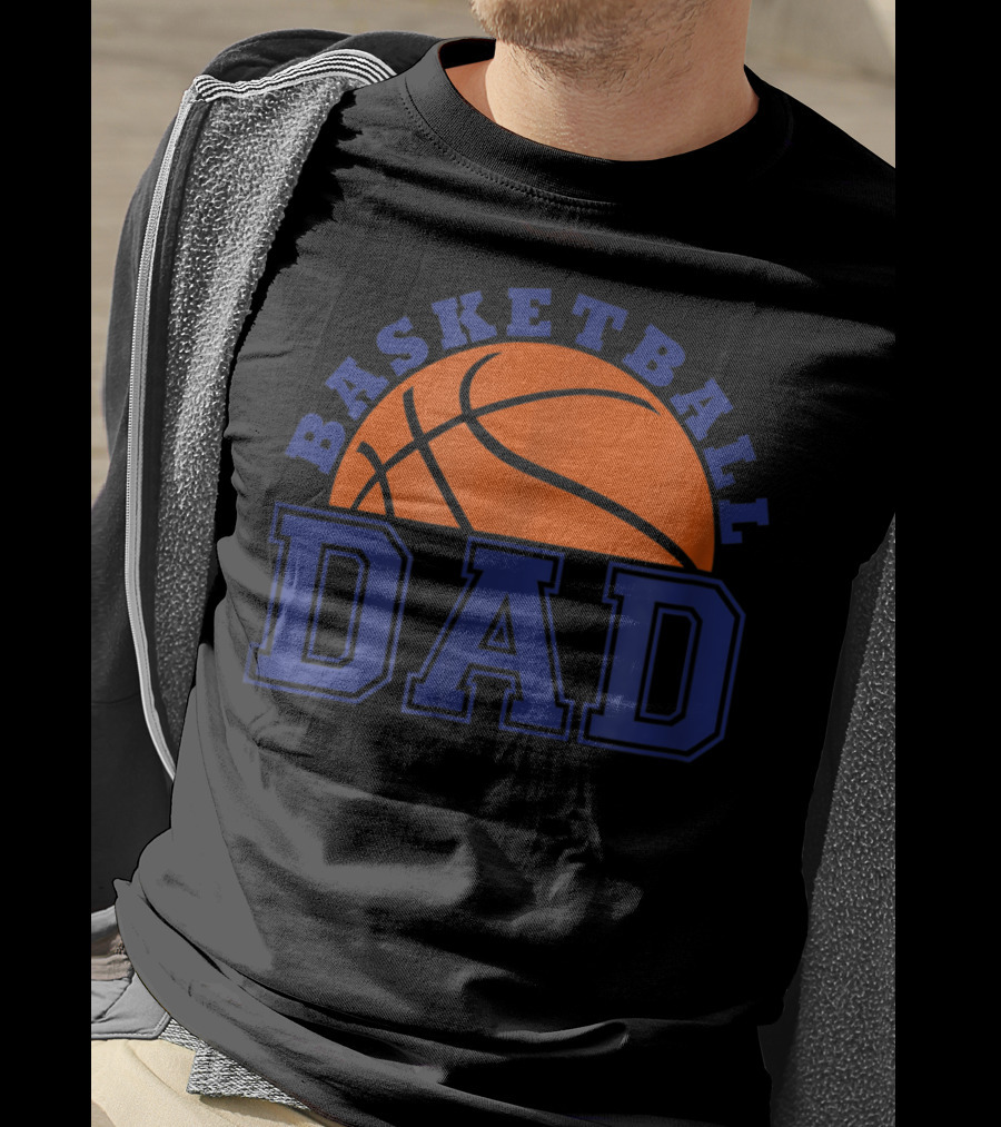 Basketball Dad Orange And Blue Basketball T-Shirt