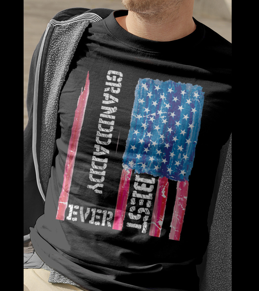 Grandaddy Best Ever Distressed American Flag T-Shirt