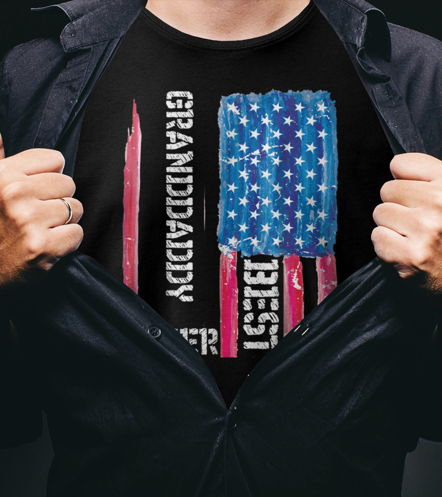 Grandaddy Best Ever Distressed American Flag T-Shirt