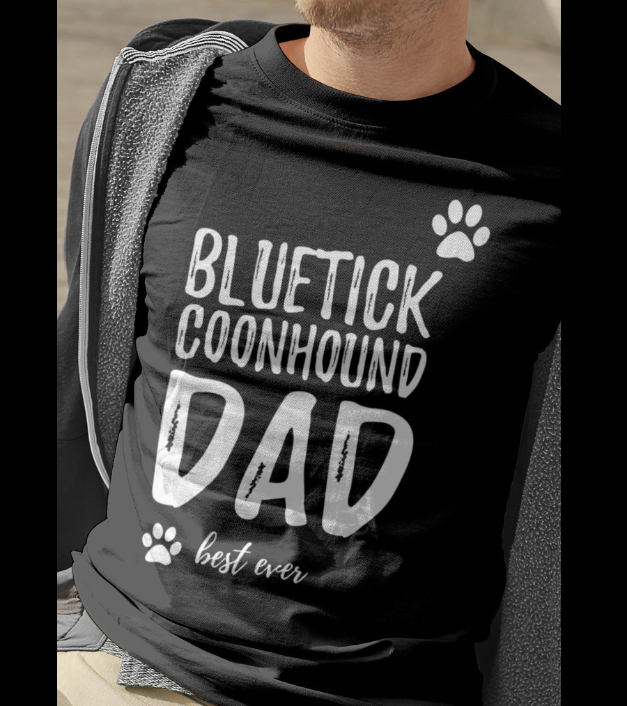 Bluetick Coonhound Dad Best Ever Dog Lover Paw Prints T-Shirt