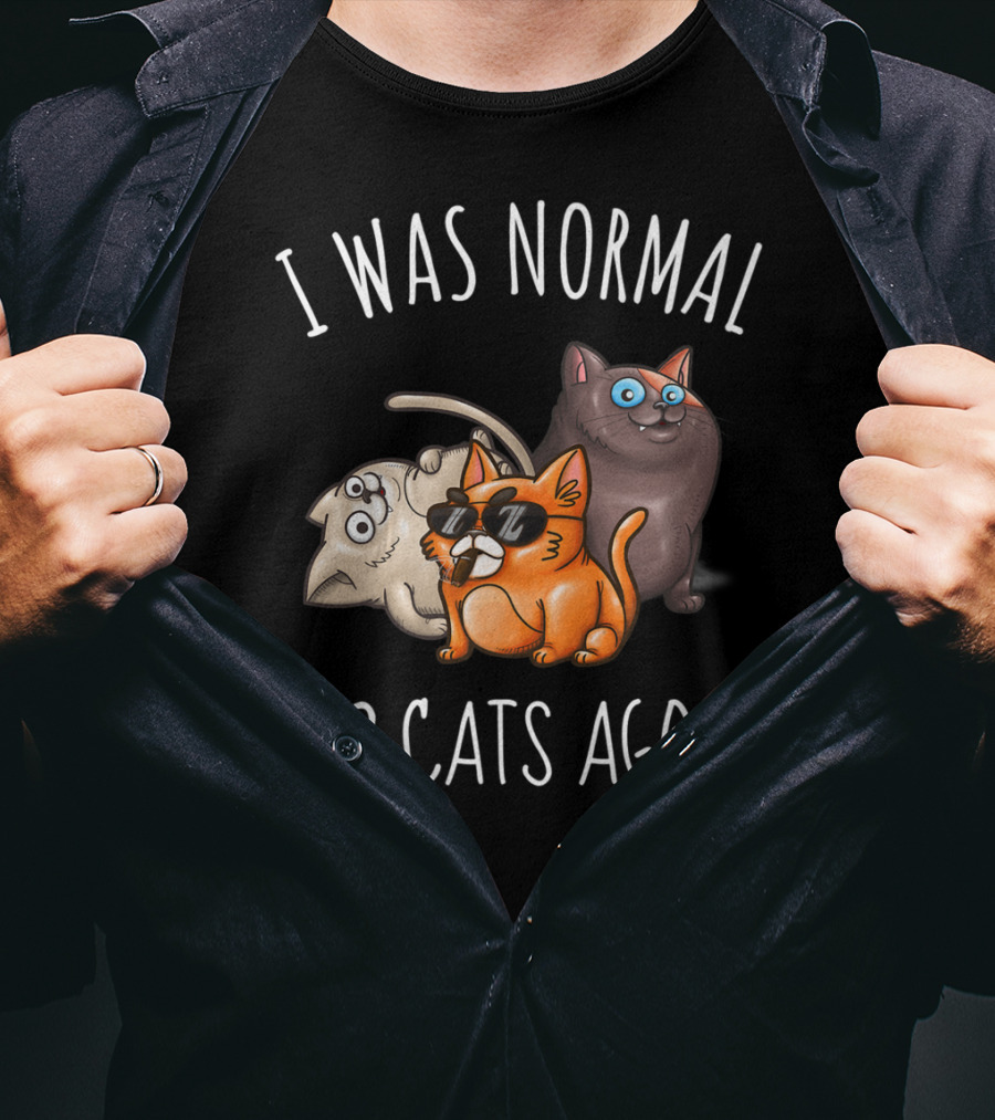 I Was Normal 3 Cats Ago Funny Cat Lady Cattitude T-Shirt