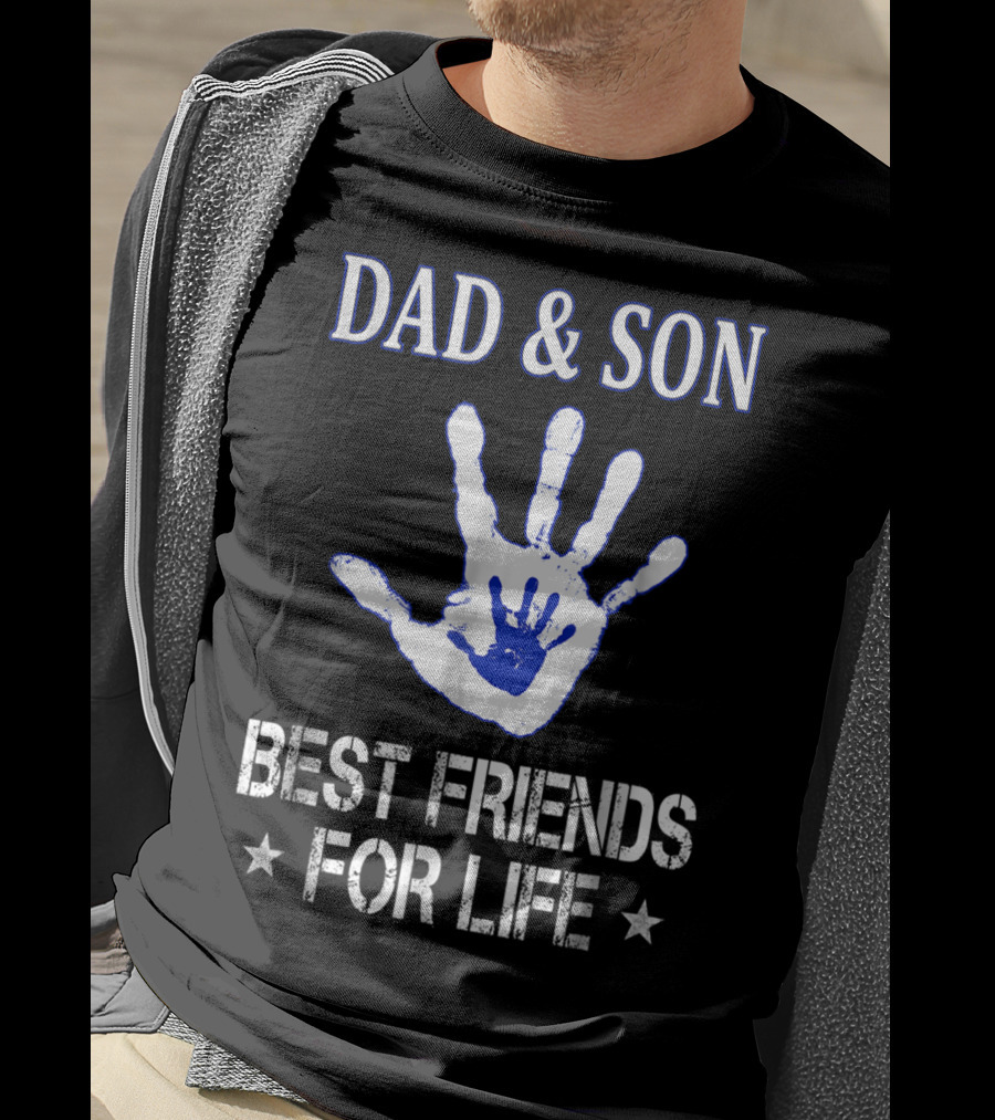 Dad And Son Best Friends For Life Handprint T-Shirt