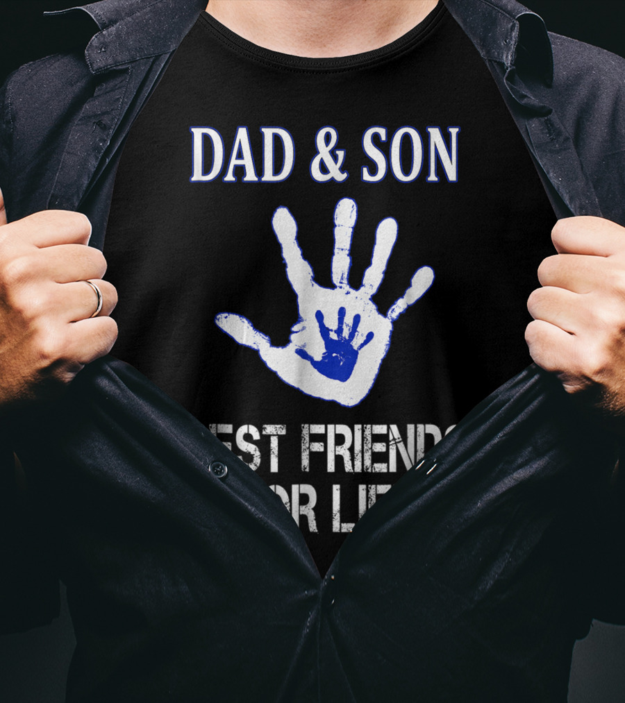 Dad And Son Best Friends For Life Handprint T-Shirt