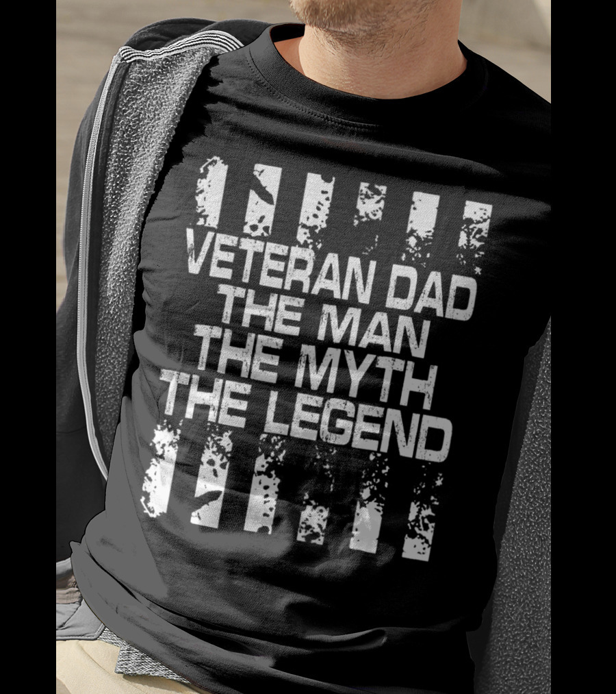 Veteran Dad The Man The Myth The Legend American Flag T-Shirt