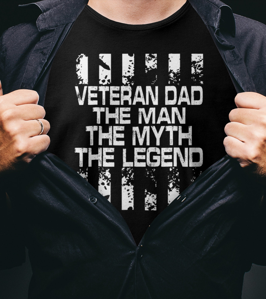 Veteran Dad The Man The Myth The Legend American Flag T-Shirt