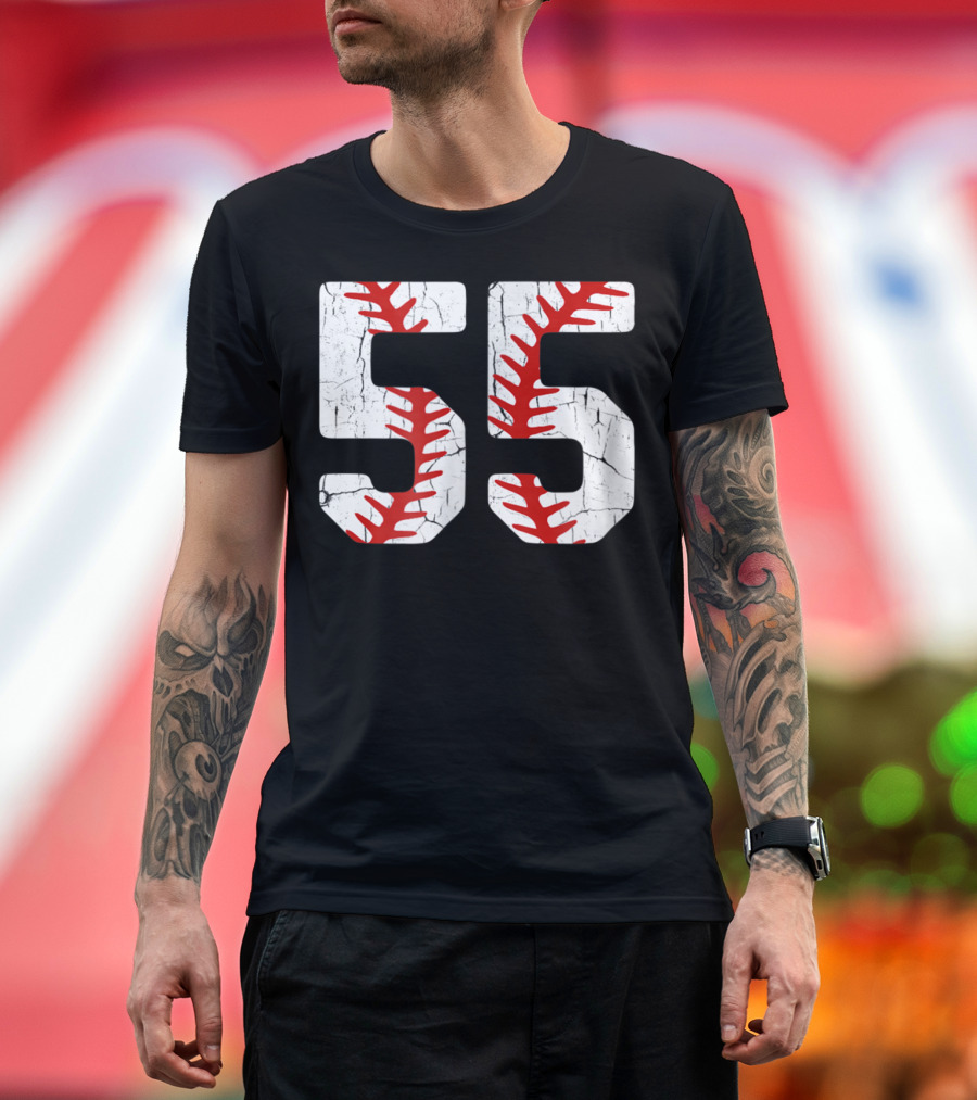 Baseball Player Jersey Number 55 Proud Baseball MOM DAD38 T-Shirt