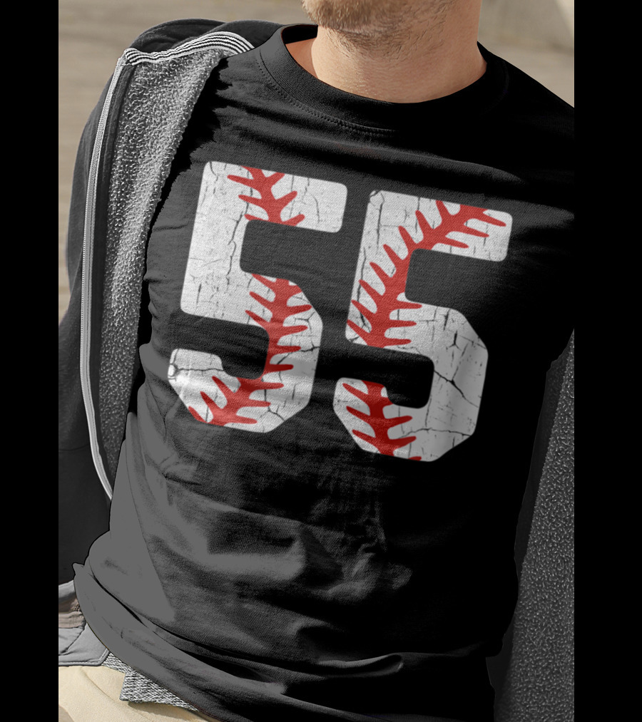 Baseball Player Jersey Number 55 Proud Baseball MOM DAD38 T-Shirt