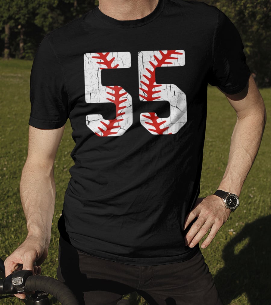 Baseball Player Jersey Number 55 Proud Baseball MOM DAD38 T-Shirt