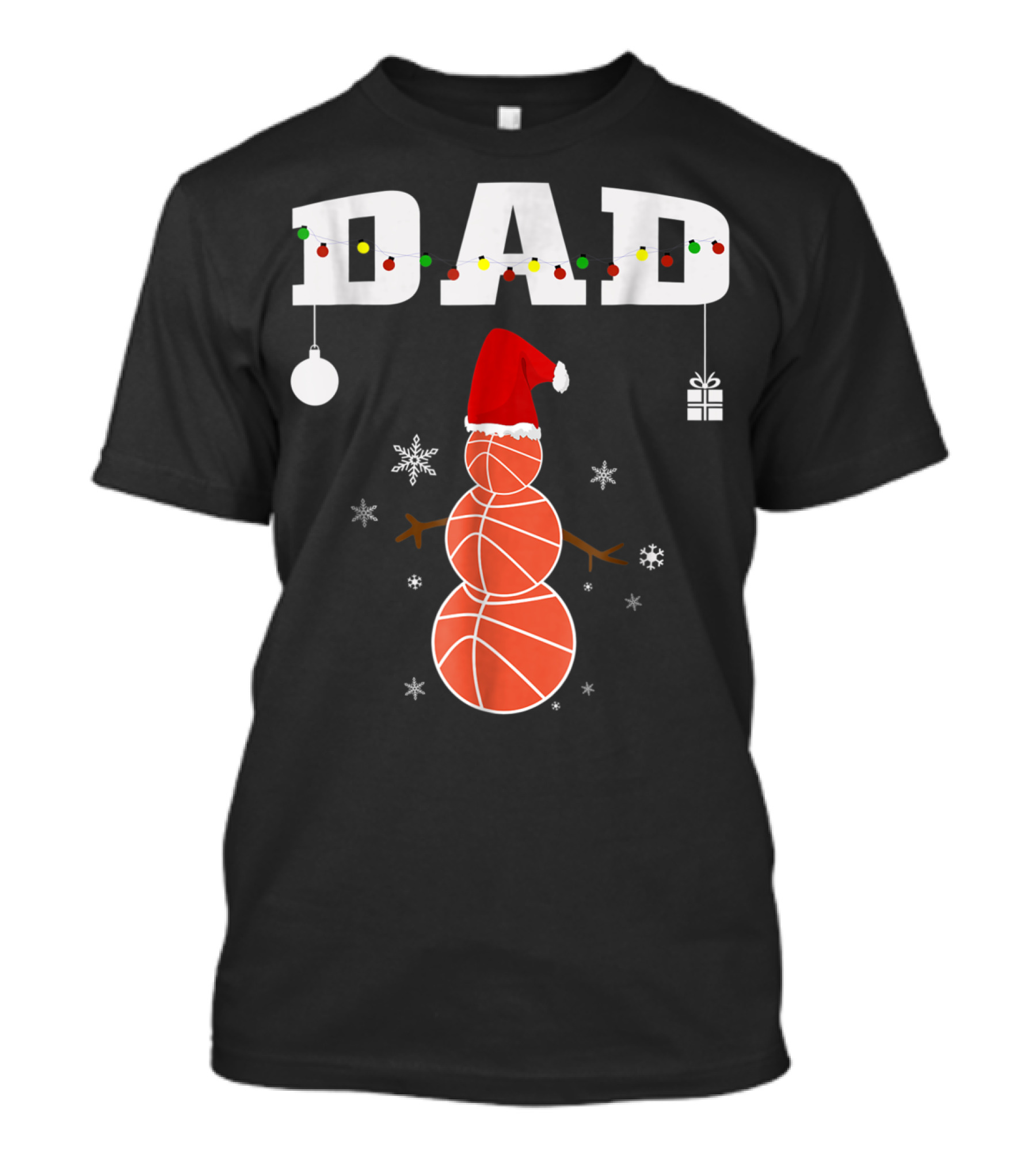 Dad Basketball Snowman Christmas Holiday T-Shirt
