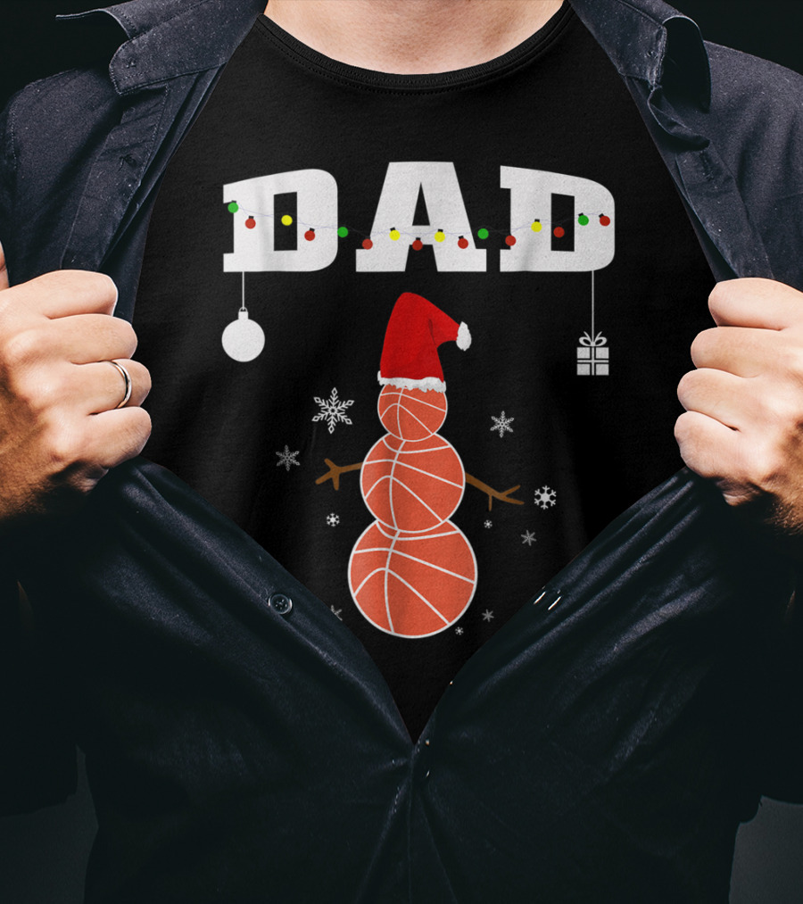 Dad Basketball Snowman Christmas Holiday T-Shirt