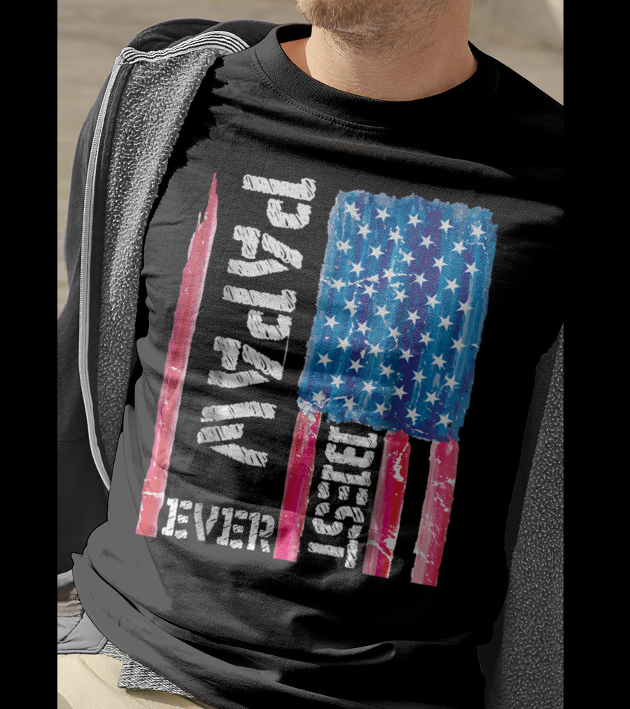 Best Papaw Ever Distressed American Flag Vertical Text And Stars T-Shirt