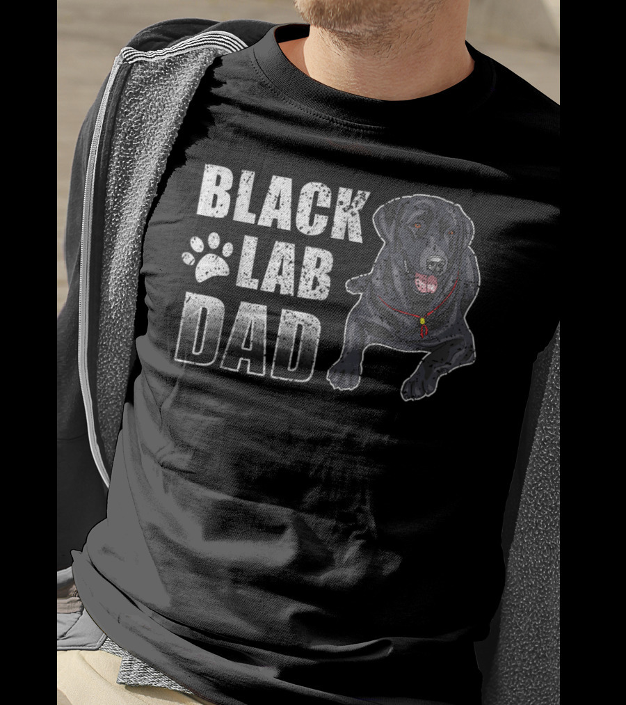 Black Lab Dad Dog Paw Print Graphic For T-Shirt