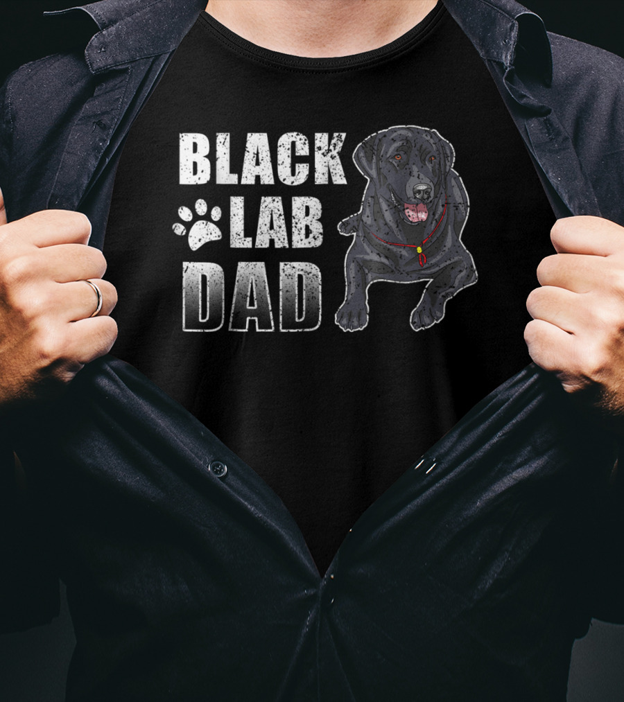 Black Lab Dad Dog Paw Print Graphic For T-Shirt