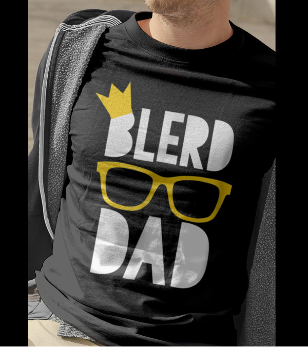 Blerd Dad Yellow Geeky Glasses Crown Black Nerd Dad T-Shirt