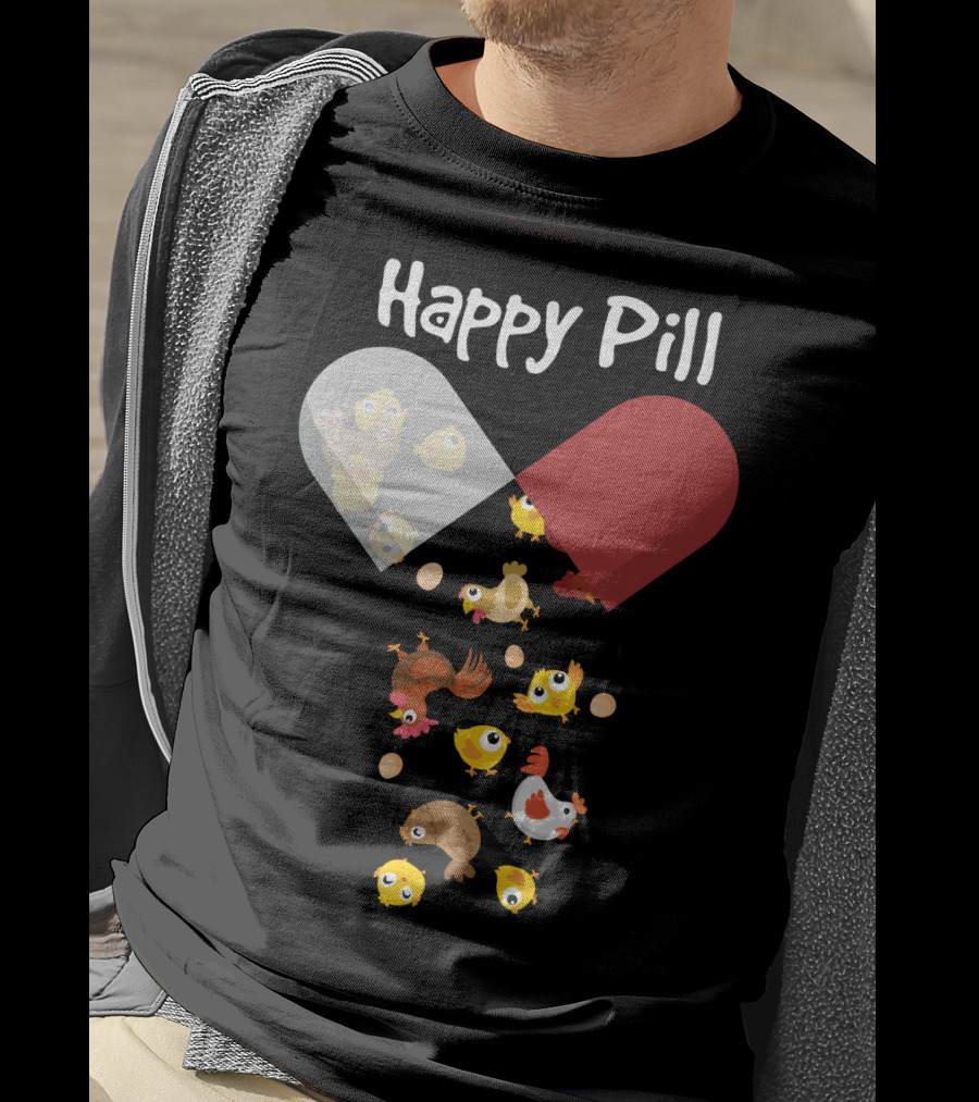 Happy Pill Chickens Capsule Fun T-Shirt