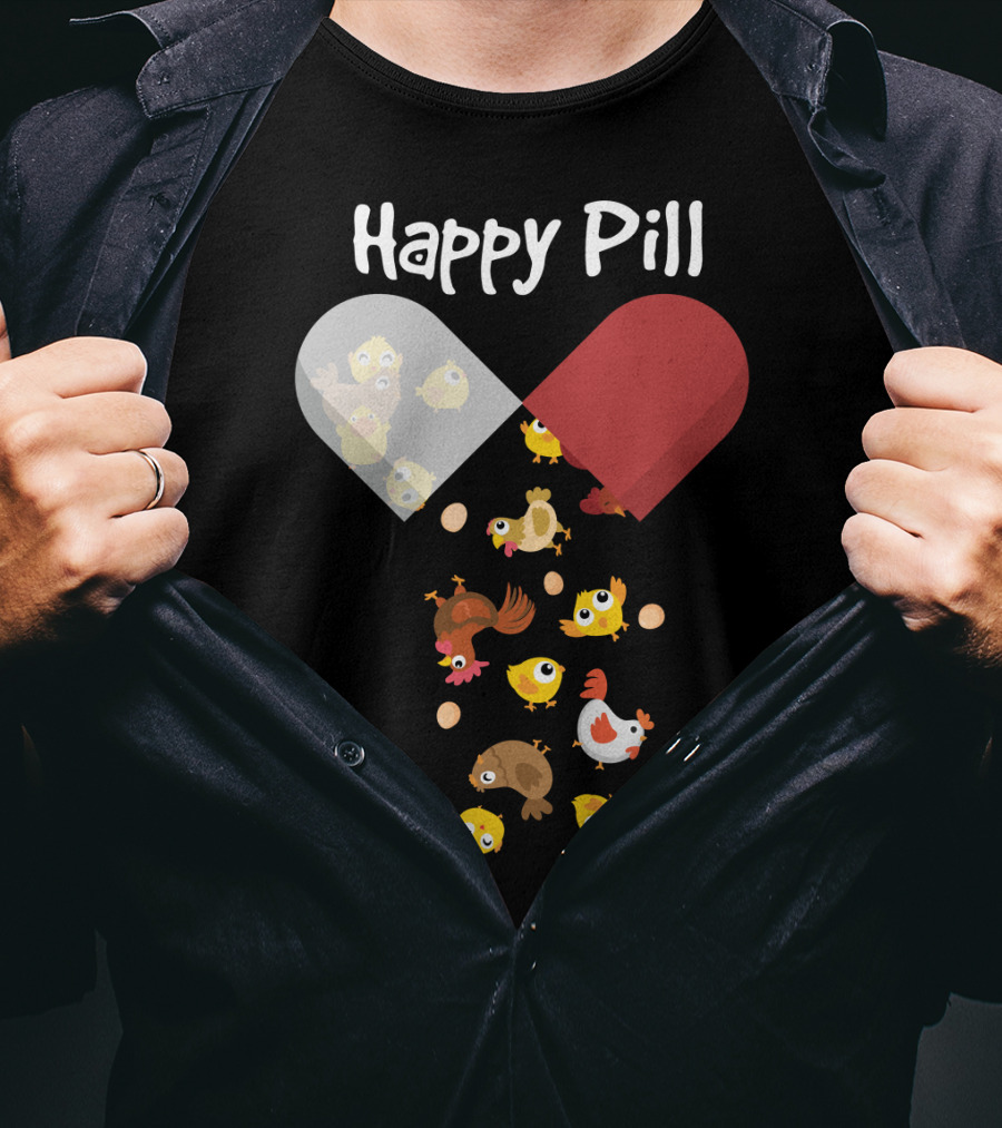 Happy Pill Chickens Capsule Fun T-Shirt