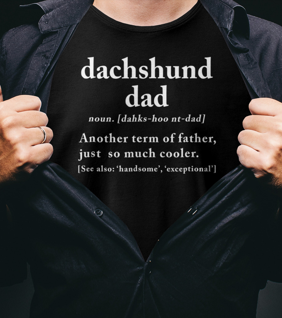 Dachshund Dad Definition Noun Term Father Cooler Handsome Exceptional T-Shirt
