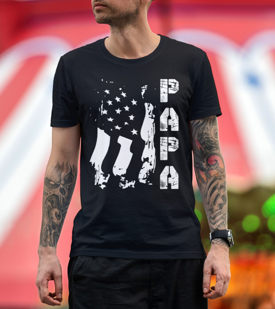 Papa Flag Father's Day S61 USA T-Shirt