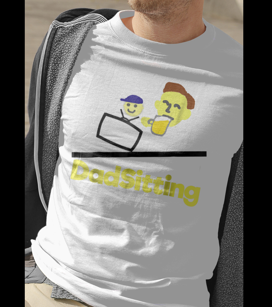 DadSitting Dad Happy Humor With TV And Beer T-Shirt