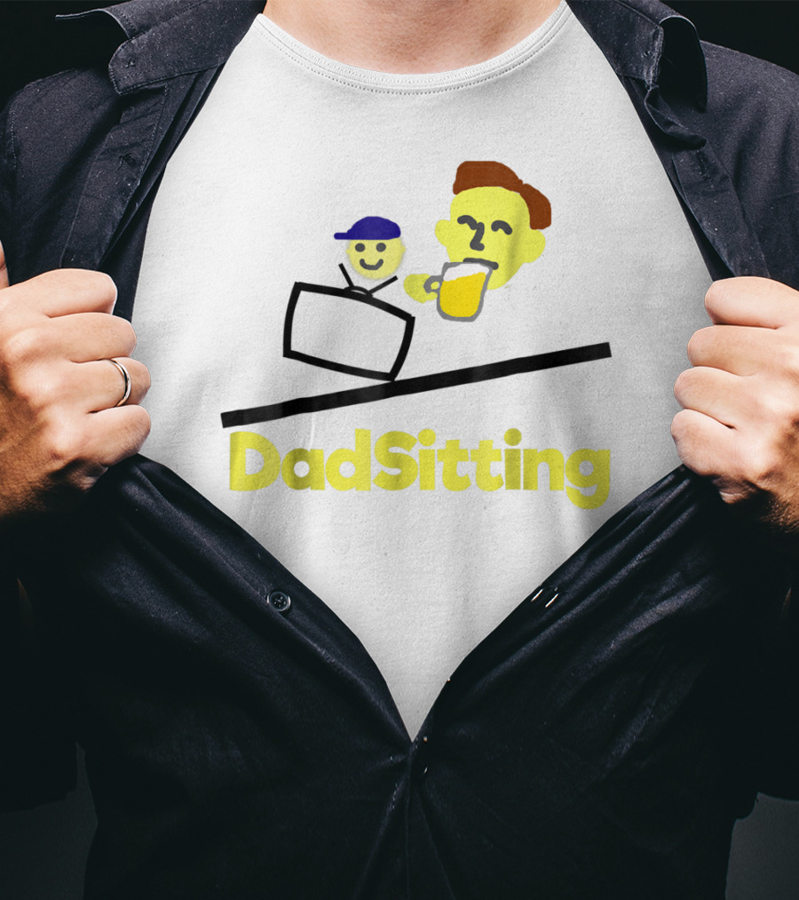 DadSitting Dad Happy Humor With TV And Beer T-Shirt