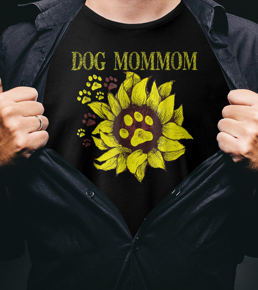 Dog Mommom Sunflower Paw Prints T-Shirt
